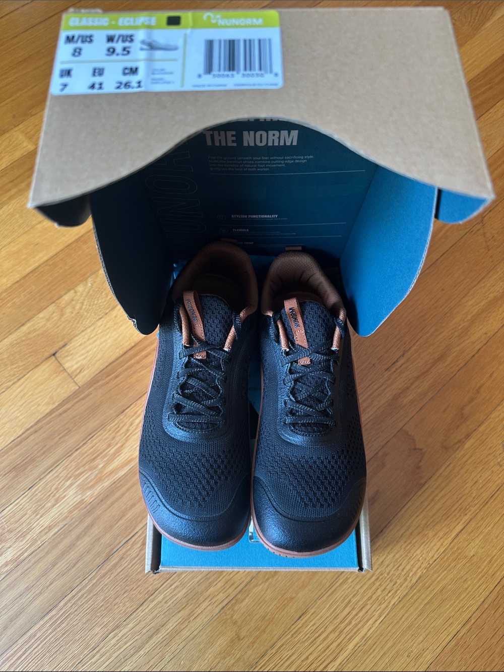 The NuNorm Men's Women’s Black/Brown Casual Sneakers Wide toe box minimalist